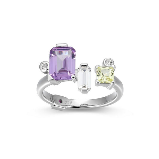 Elle Sterling Silver Multi Shape Lab Created Alexandrite,Yellow and White Sapphire