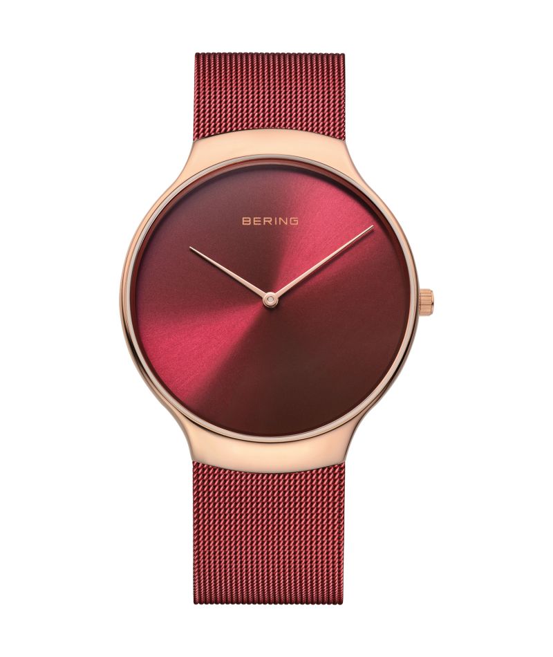 Bering Ladies Red watch w/mesh bracelet| 14539-363