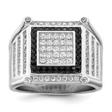 Sterling Silver Rhodium Micro Pavé Black and White Cz ring