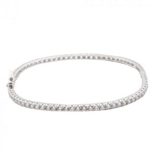 Sterling Silver Square Cubic Zirconia Bangle