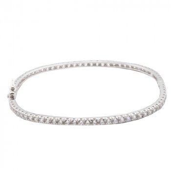 Sterling Silver Square Cubic Zirconia Bangle