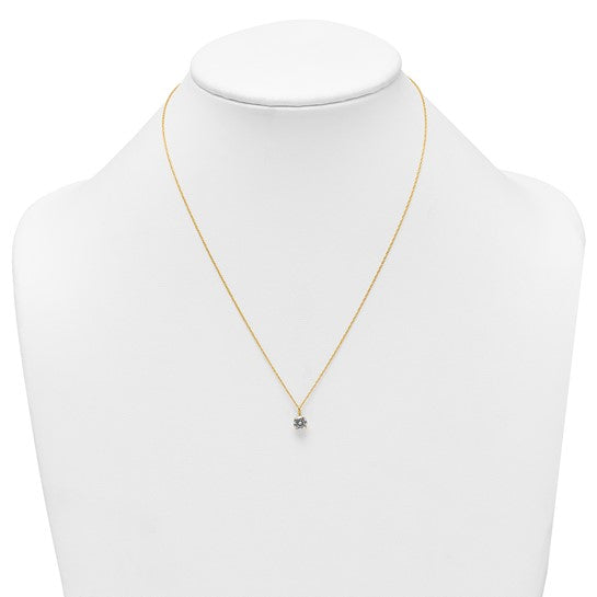 14K Yellowgold Solitare Cz Pendant Necklace