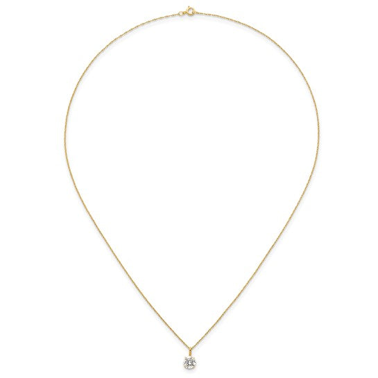 14K Yellowgold Solitare Cz Pendant Necklace
