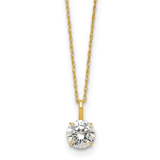 14K Yellowgold Solitare Cz Pendant Necklace
