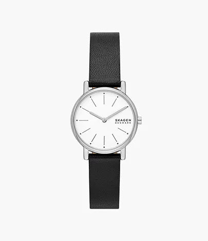 Skagen Signatur Lille Two-Hand Black Leather Watch | SKW3120