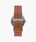 Skagen Riis Three-Hand Medium Brown Leather Watch |SKW6885