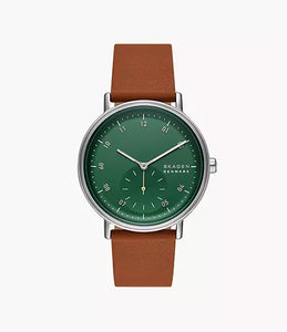 Skagen Kuppel Two-Hand Sub-Second Luggage Leather Watch |SKW6905