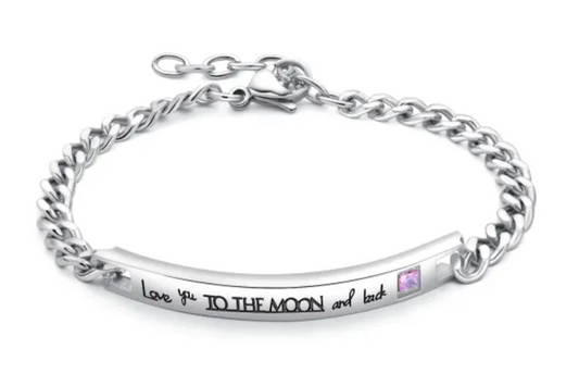 Stainless Steel "Love You To The Moon and Back" ID Bracelet