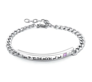 Stainless Steel "Love You To The Moon and Back" ID Bracelet