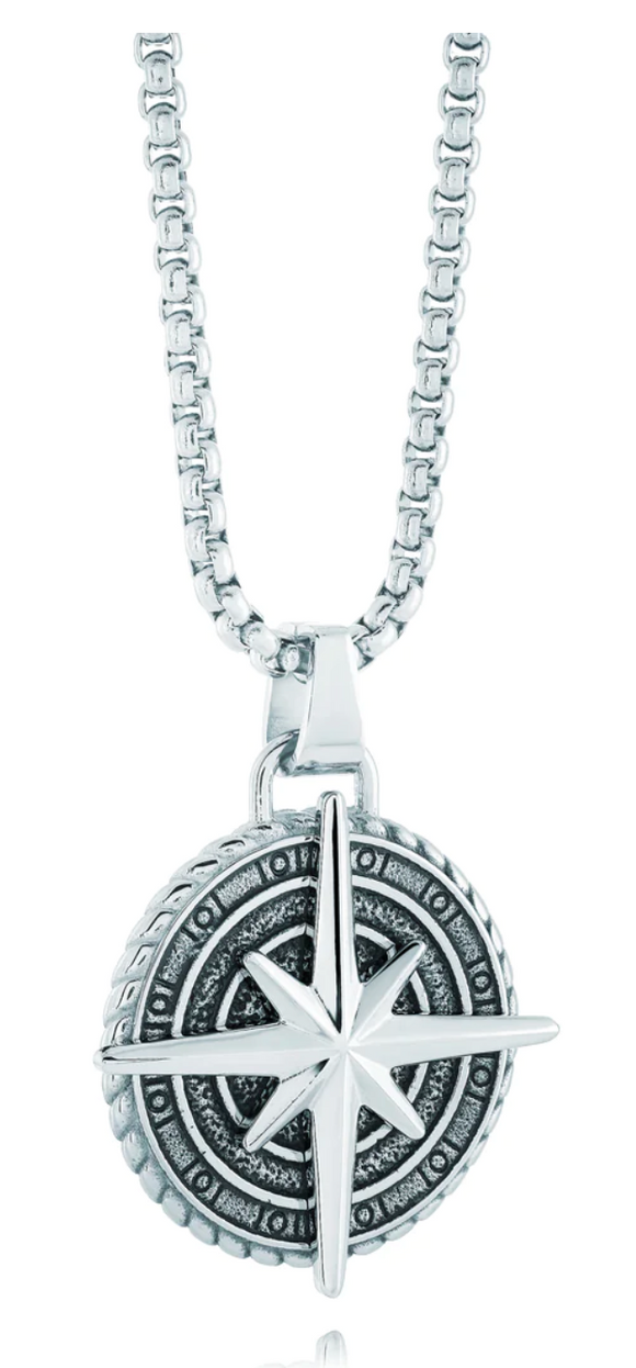 Stainless Steel North Star Compass Necklace