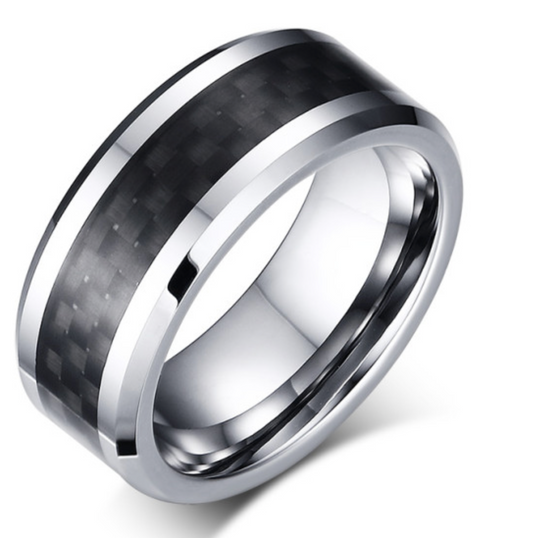 8mm Comfort Fit Carbon Finer Tungsten Band