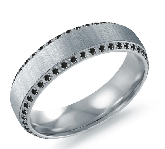 6mm Comfort Fit Stainless Steel Black Cz Band