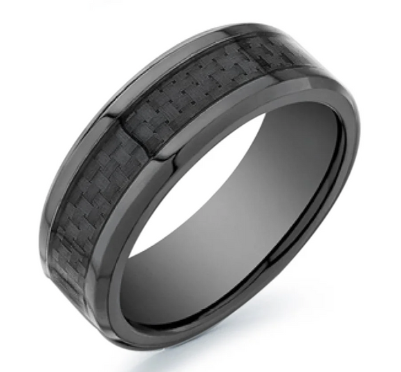 8mm Comfort Fit Carbon Fiber Titanium Ring