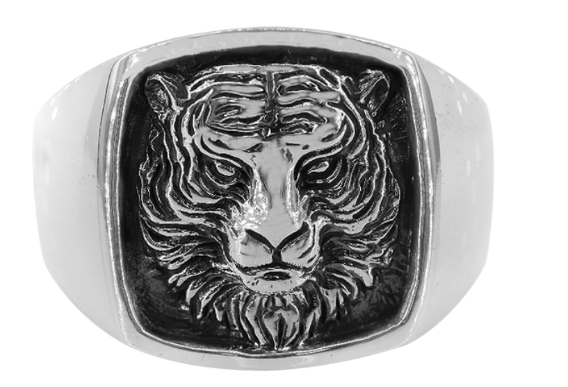 Sterling Silver Lion Head Ring