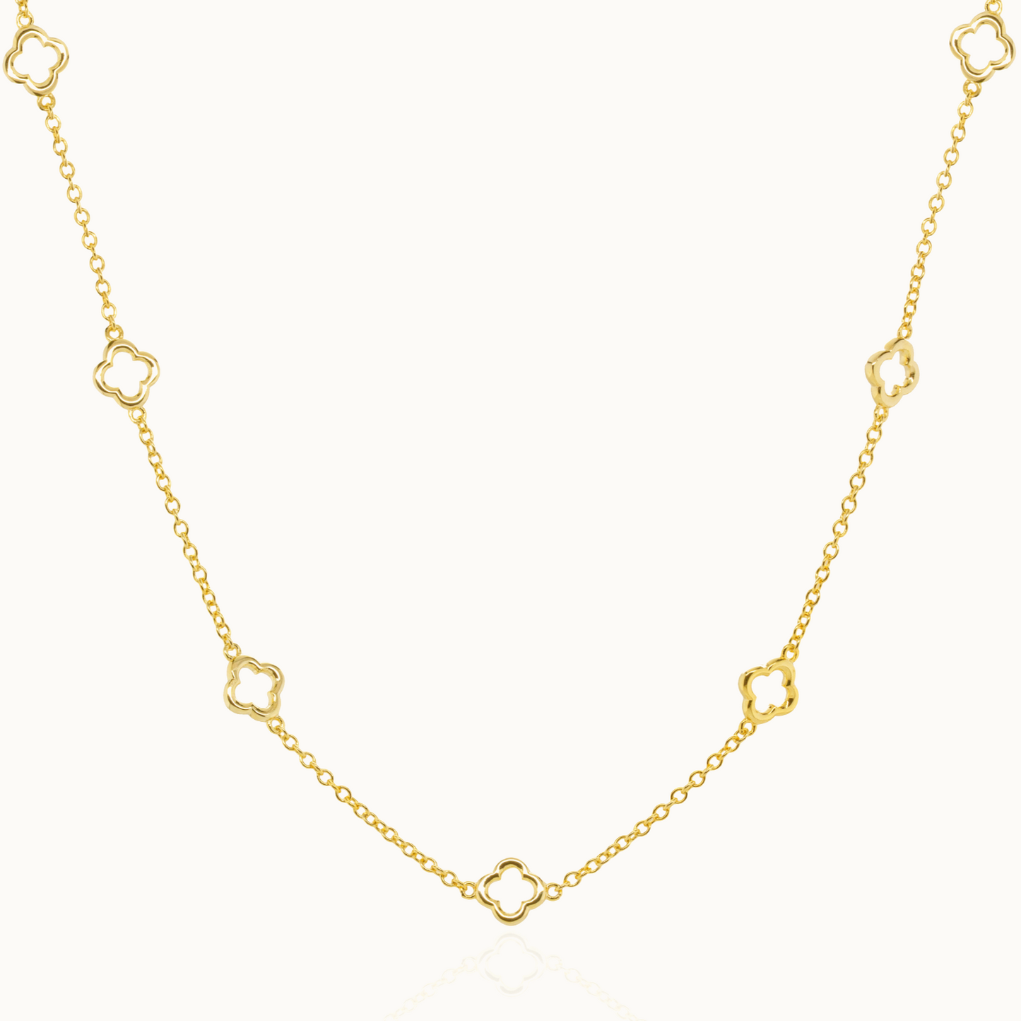 Sterling Silver Gold Plating Clover Necklace