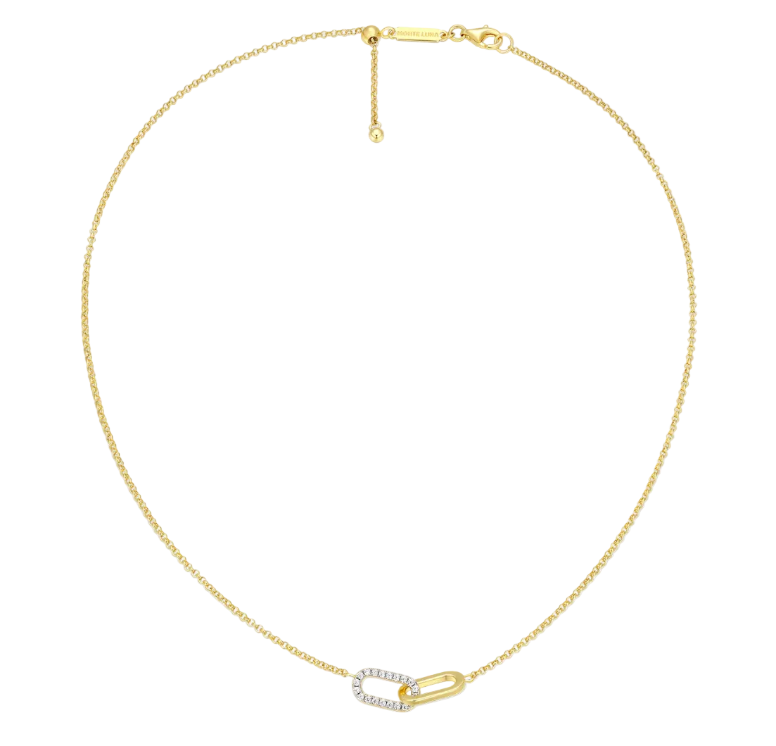 M by Monte Luna Sterling Silver Lab Grown Diamond PaperClip Necklace