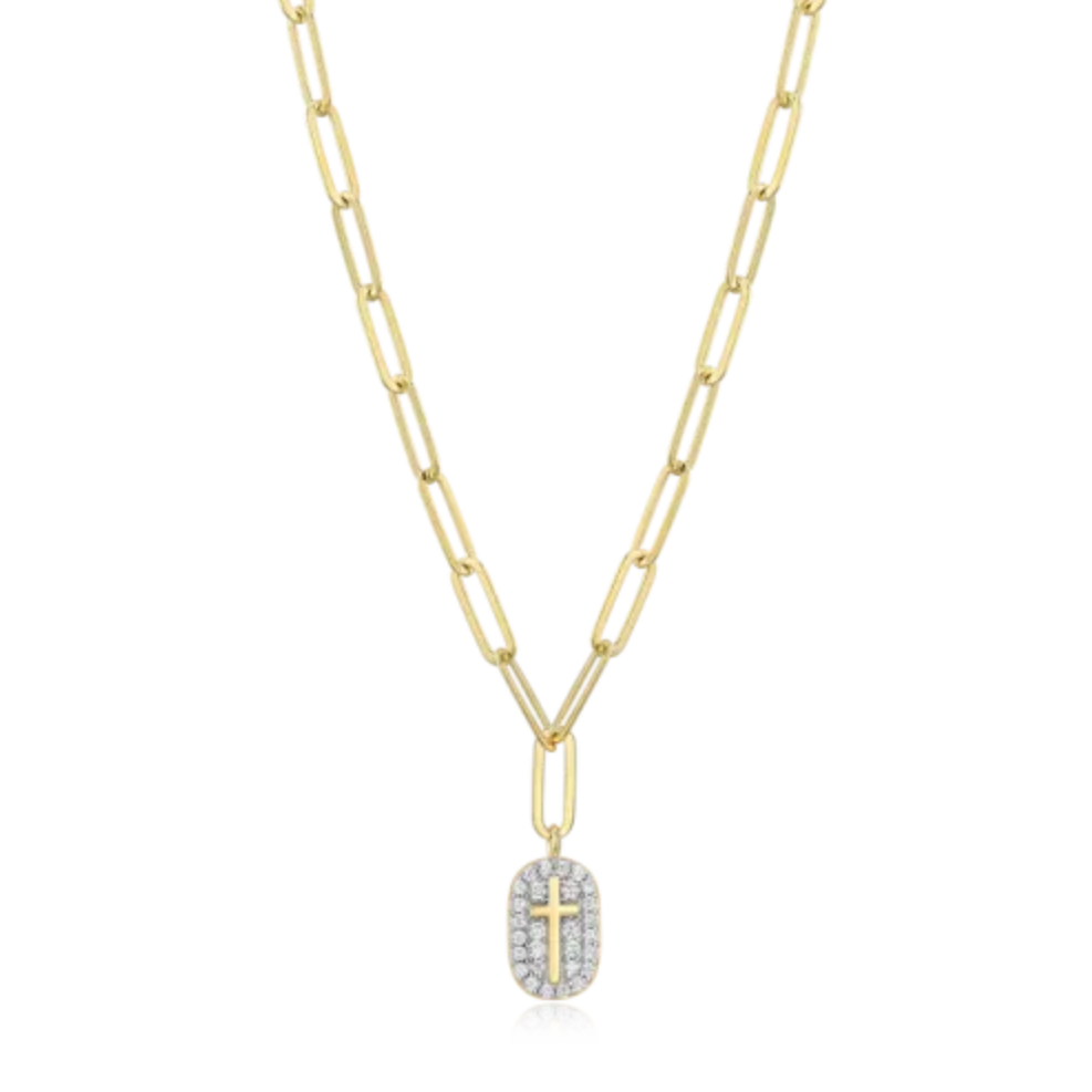 M by Monte Luna Sterling Silver Lab Grown Diamond Cross Necklace