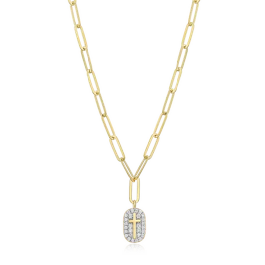 M by Monte Luna Sterling Silver Lab Grown Diamond Cross Necklace