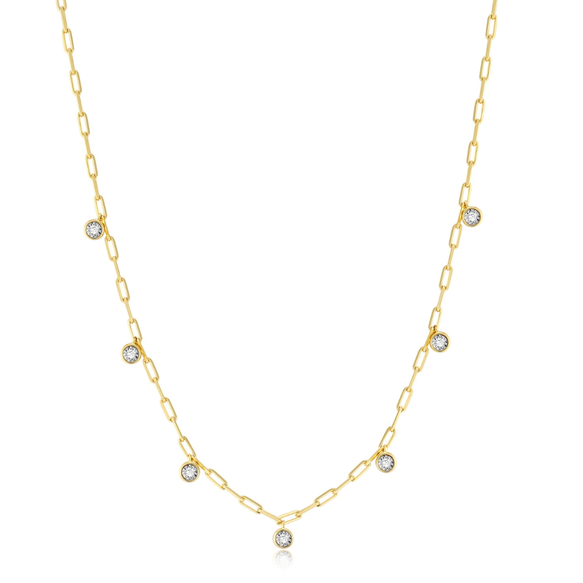 M by Monte Luna Sterling Silver Bezel Lab Grown Diamond Dangle Station Paperclip Necklace