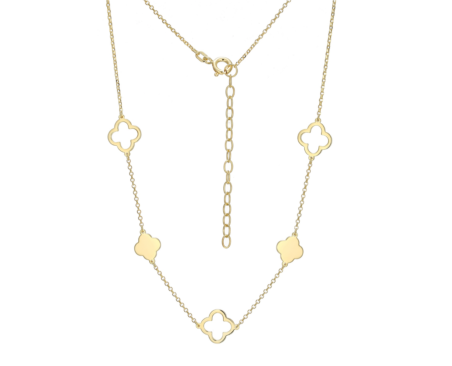 Sterling Silver Gold Plating Clover Necklace
