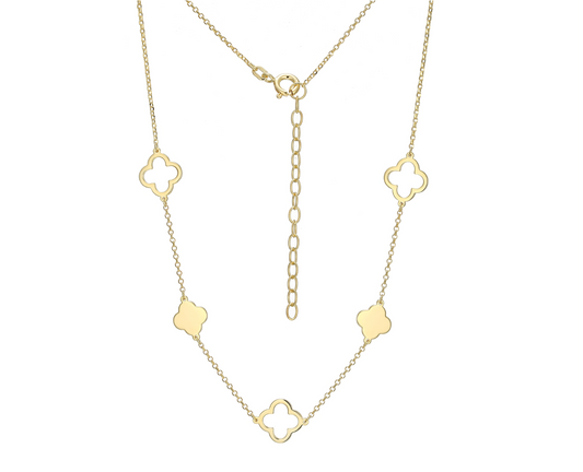 Sterling Silver Gold Plating Clover Necklace