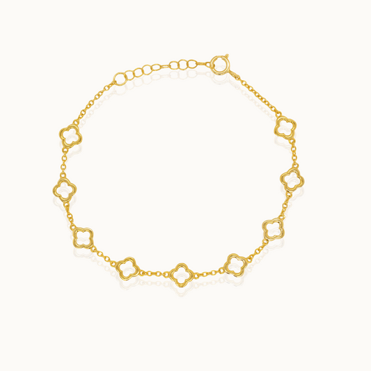 Sterling Silver Gold Vermeil Clover Station Bracelet