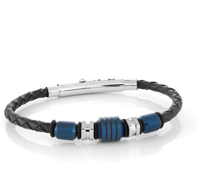 Italgem Stainless Steel Hybrid Leather Bracelet