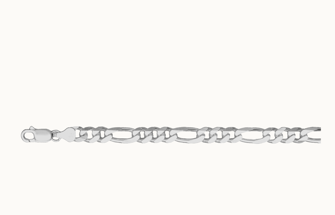 (6.8mm) Sterling Silver Figaro Chain 7-30 inches