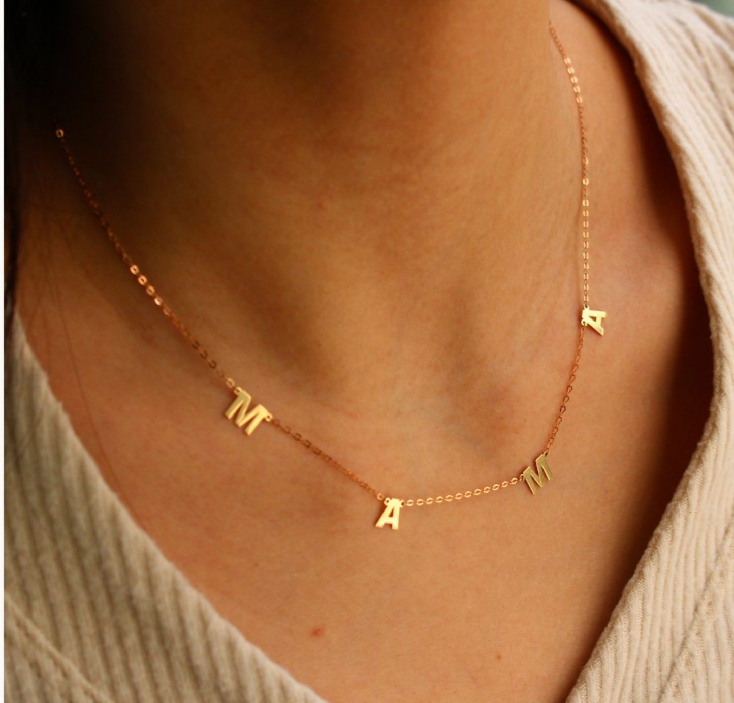 10K Gold MAMA Letter Necklace