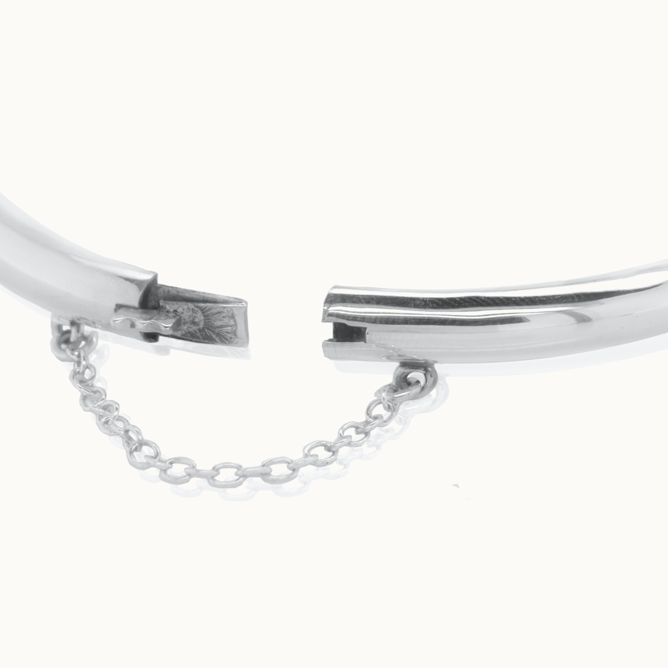 Sterling Silver Baby Bangle with Safety Chain