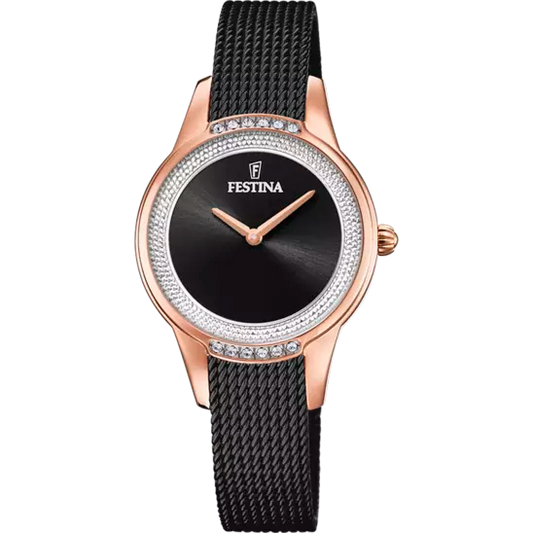 FESTINA MADEMOISELLE WATCH  BLACK STEEL STRAP | F20496/2