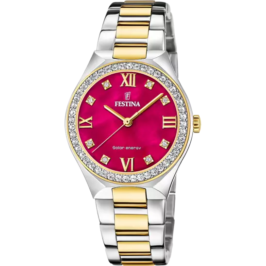 FESTINA SOLAR ENERGY SILVER & GOLD WITH RED DIAL | F20659/3