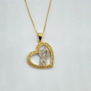 (0.25cttw) Two Tone 3 Hearts Diamond Necklace