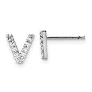 Sterling Silver Initial "V" Stud Earrings
