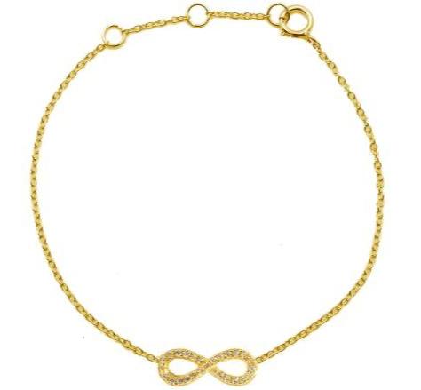 Sterling Silver Sideway Infinity Yellow Gold Plating Bracelet