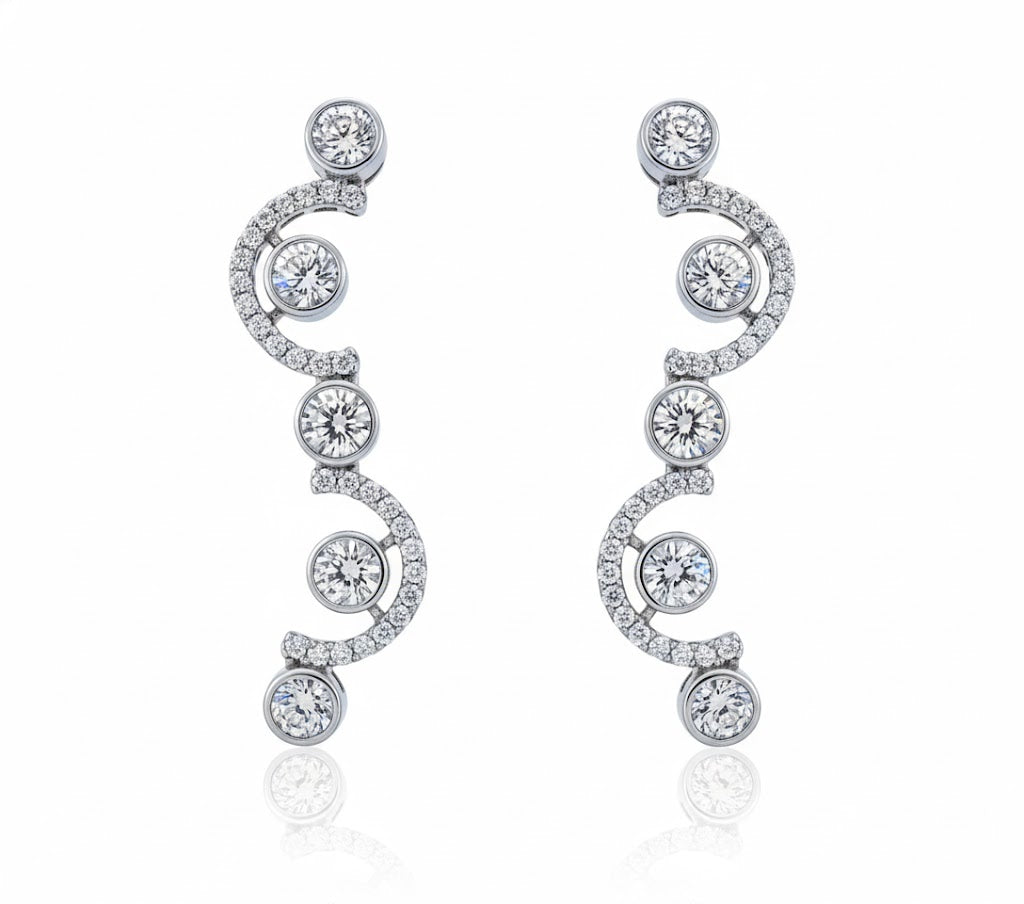 Sterling Silver Wavy Earring