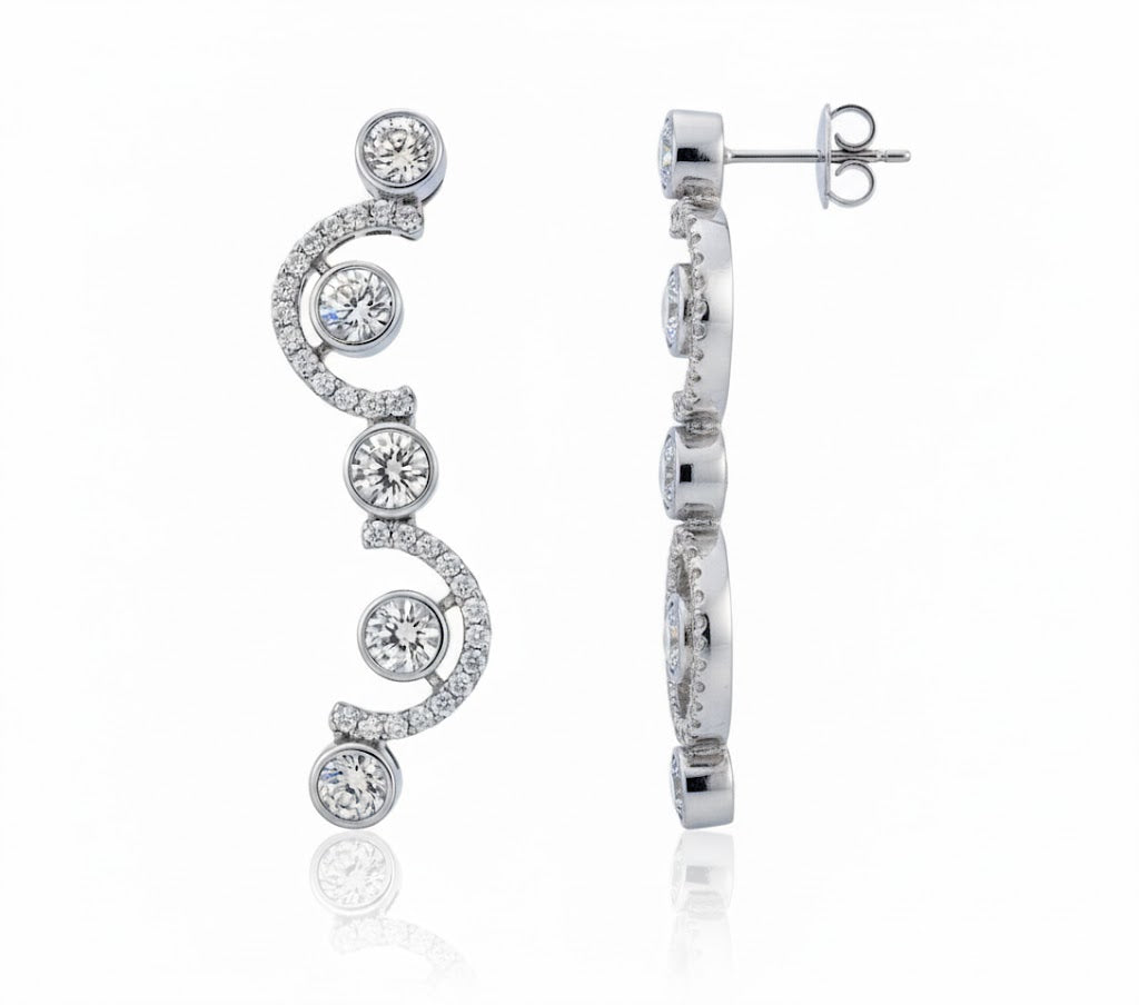 Sterling Silver Wavy Earring