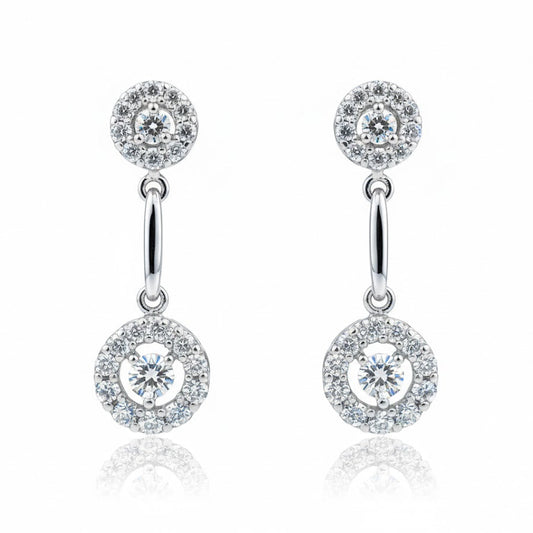 Sterling Silver Double Round Dangling Earring