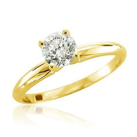 (0.10 Cttw) 14K Yellow Gold Solitare Ring