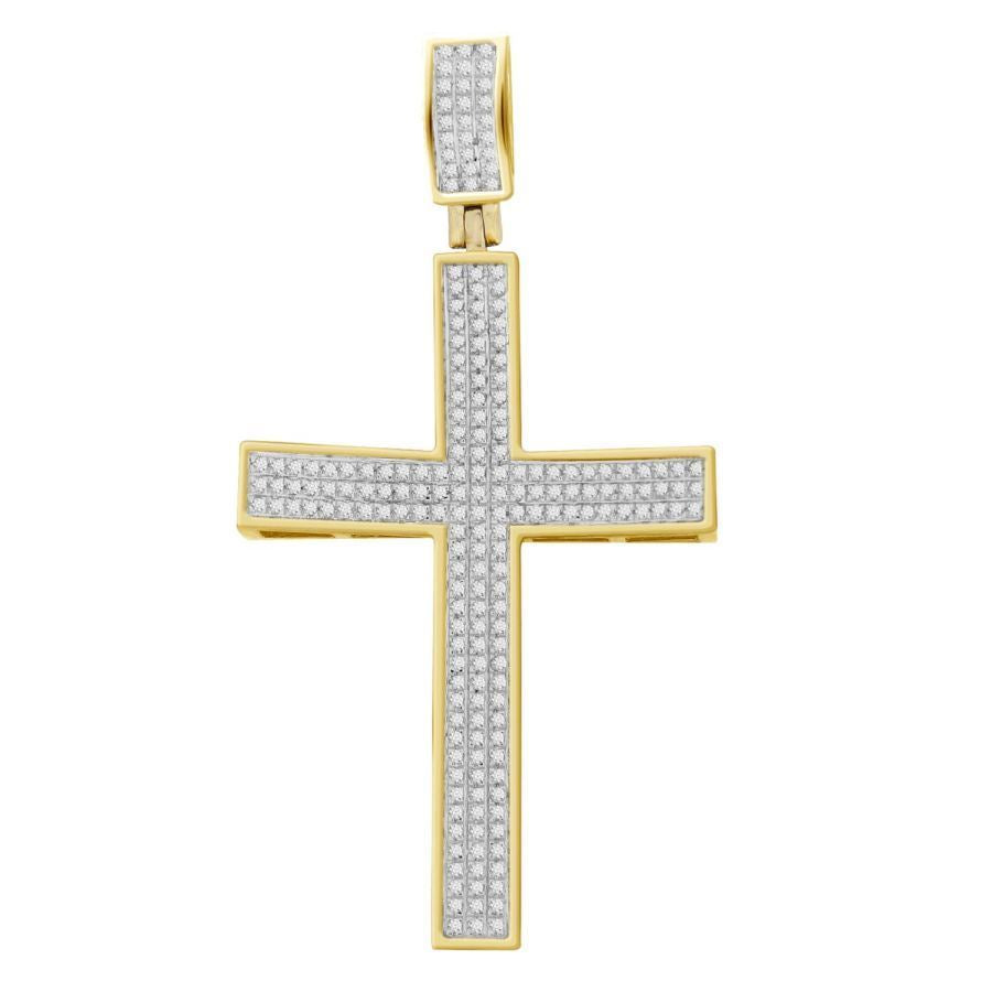 (Large) YellowGold CZ Cross Pendant