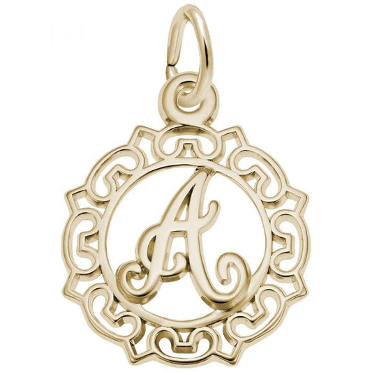 Rembrandt Charms Ornate Script Initial A Charm