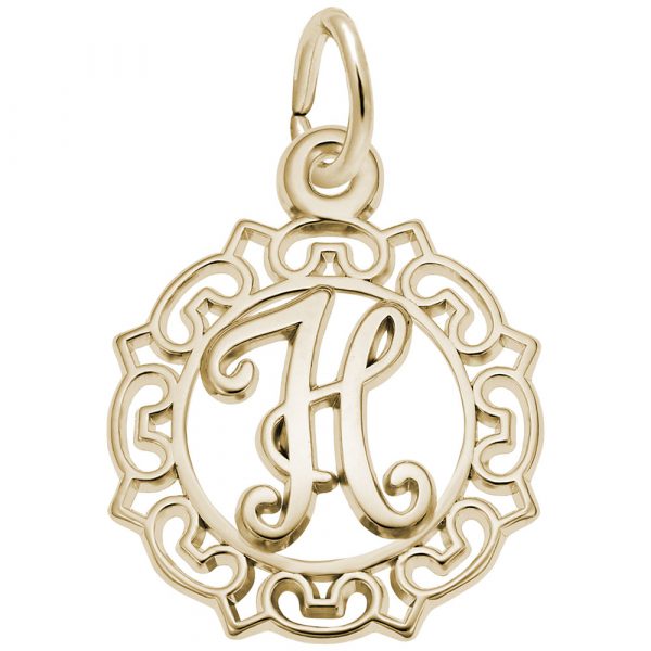 Rembrandt Charms Ornate Script Initial H Charm