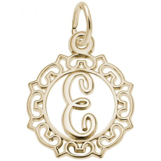 Rembrandt Charms Ornate Script Initial E