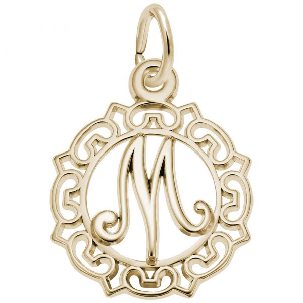 Rembrandt Charms Ornate Script Initial M