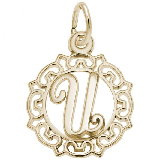 Rembrandt Charms Ornate Script Initial U Charm