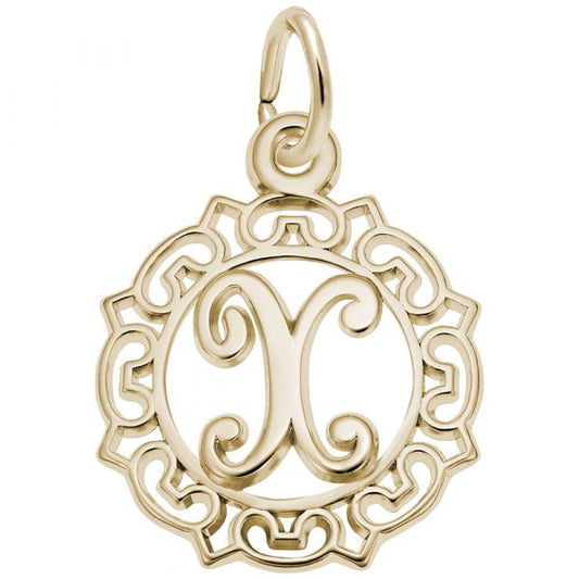 Rembrandt Charms Ornate Script Initial X Charm