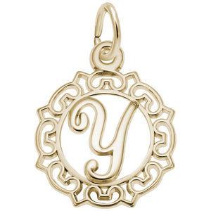 Rembrandt Charms Ornate Script Initial Y Charm