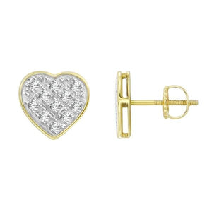 (0.15cttw) Gold Heart Diamond Studs