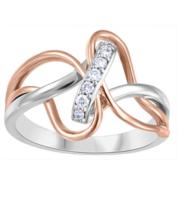 (0.10cttw)Rosegold and Whitegold Diamond Ring