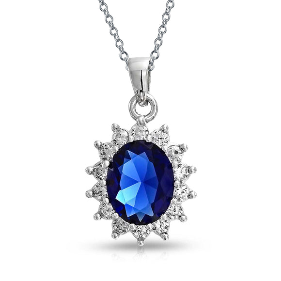Sterling Silver Synthetic Sapphire Necklace